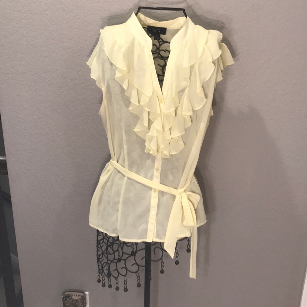 Sheer Yellow Ruffle Blouse